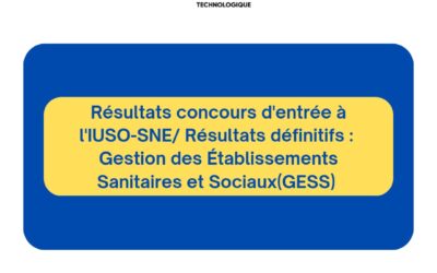 Concours IUSO-SNE/ Résultats définitifs : Gestion des Établissements Sanitaires et Sociaux(GESS)