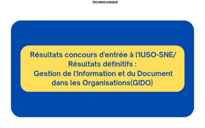 Concours IUSO-SNE/ Résultats définitifs : Gestion de l’Information et du Document dans les Organisations(GIDO)