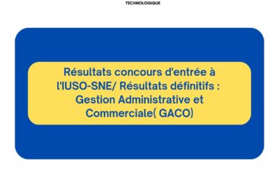 Concours IUSO-SNE/ Résultats définitifs : Gestion Administrative et Commerciale( GACO)