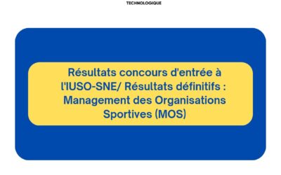 Concours IUSO-SNE/ Résultats définitifs : Management des Organisations Sportives (MOS)