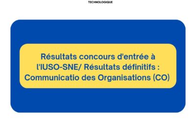 Concours IUSO-SNE/ Résultats définitifs : Communication Des Organisations (CO)